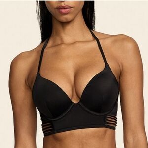 Victoria's Secret Bombshell Strappy Black Halter Swimsuit top